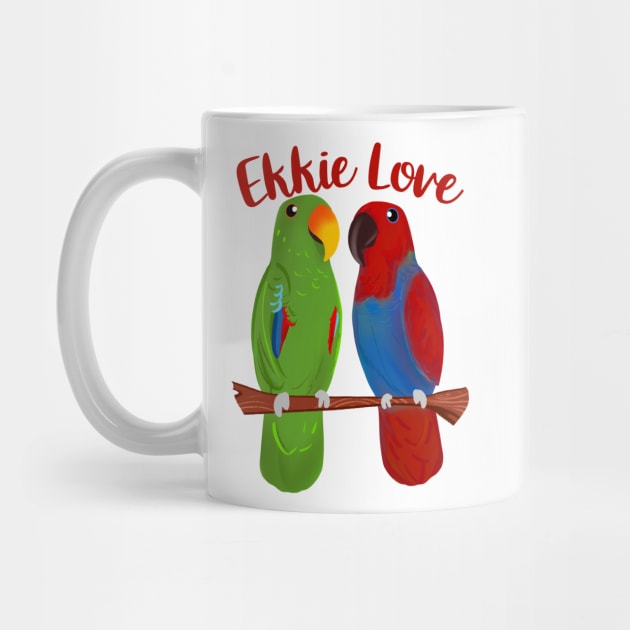 Ekkie Love Cute Eclectus Parrot Couple for parrot lovers by SusanaDesigns